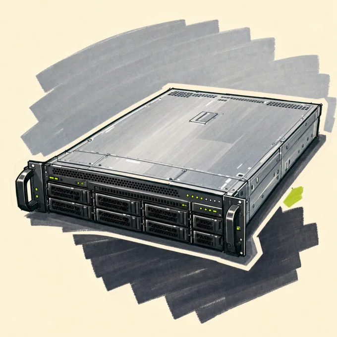 Marker illustration of a graphite enterprise server